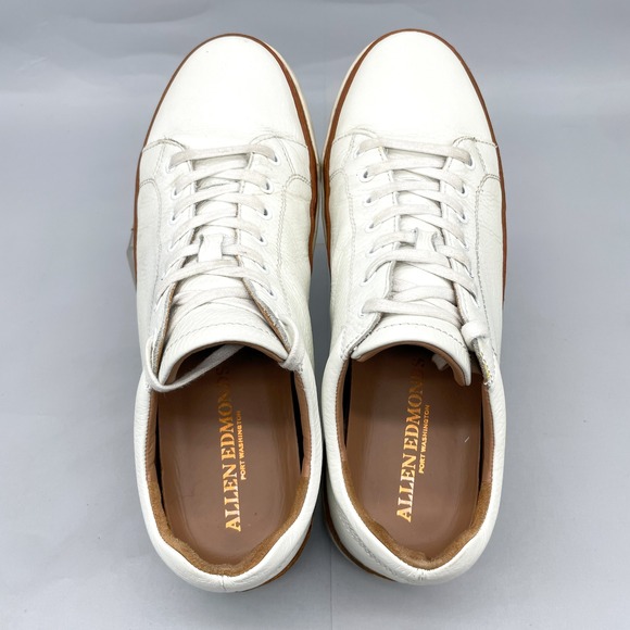 Allen Edmonds Mens 11.5 D Porter Derby White Leather Sneakers Shoes Casual - Picture 6 of 12